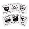 thumbnail image 1 of Inkdotpot Set of 6 Drink Coasters DecorativeNon,SlipCork Base4-inch Square PrintedCoastersEasy Clean- Cat Quotes, 1 of 8