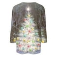 thumbnail image 4 of Patlollav Woman Tops for Christmas,Women's T-Shirt 3/4 Sleeve Round Neck Casual Tops Gift, 4 of 6