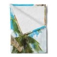 thumbnail image 2 of Christmas Soft Flannel Fleece Throw Blanket, Sock on the Palm Tree on Tropical Sandy Beach Island Maldives Design, Cozy Plush for Indoor and Outdoor Use, 50" x 60", Multicolor, by Ambesonne, 2 of 5