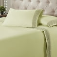 thumbnail image 2 of Benzara BM202940 Pisa Diamond Lace Hem Queen Size Sheet Set, Olive Green - 4 Piece, 2 of 2