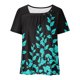 thumbnail image 4 of Fiudx Camisetas para Mujer Camiseta Plisada de Manga Corta con Cuello Estampado para Mujer, 4 of 6