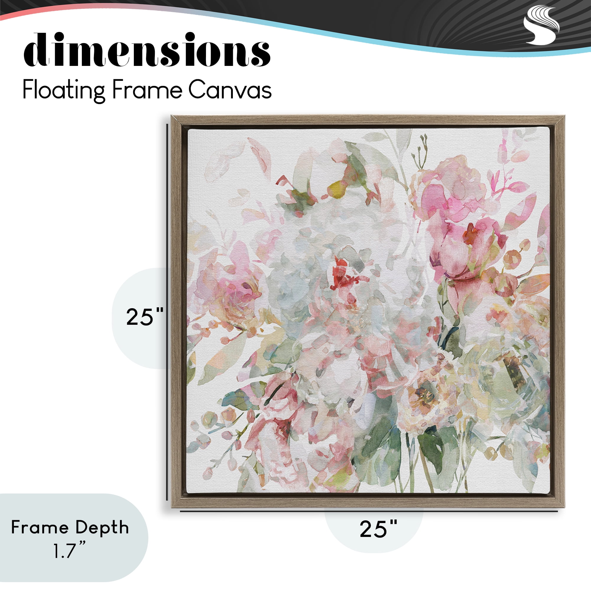 Stupell Industries Romantic Pastel Blossoms Brown Framed Floater Canvas Wall Art, design by Carol Robinson