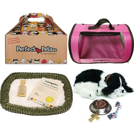 Cocker Spaniel Treat - Perfect Petzzz Huggable Breathing Puppy Dog Pet Bed Cocker Spaniel with Pink Tote For Plush Breathing Pets, Dog Food, Treats, and Chew Toy