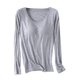 thumbnail image 2 of Pijama de manga larga para mujer, ropa de casa de color con almohadillas para el pecho, camiseta de manga larga, cómoda base para uso externo, pijama de modal de cuello redondo para mujer., 2 of 3