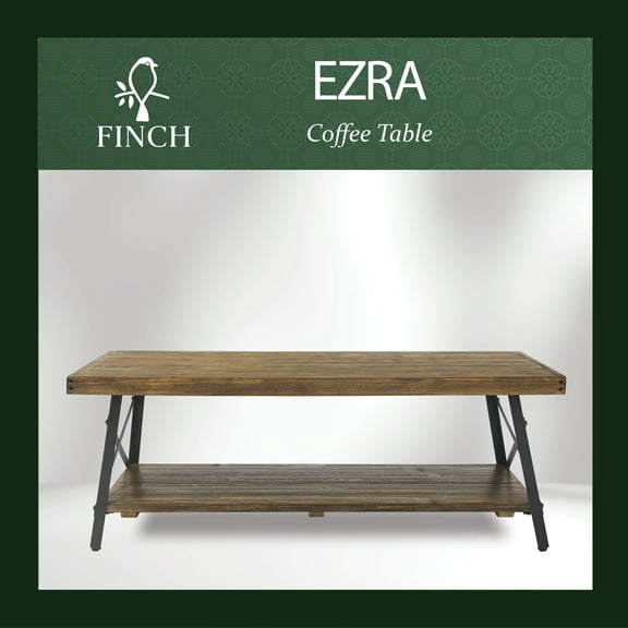 Finch Ezra Solid Wood and Metal Coffee Table Walnut Brown