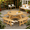 Natural-8 Person, variant on Eyisean 6 Person Circular Outdoor Wooden Picnic Table, Round Picnic Table with Umbrella Hole, 3 Built-in Benches, Outside Table and Bench Set for Patio, Backyard, Garden, 500lbs Capacity Per Bench
