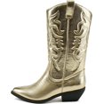 thumbnail image 2 of Soda Red Reno Gold Western Cowboy Pointed Toe Knee High Pull On Tabs Boots (Gold Metallic Pu, 7), 2 of 4