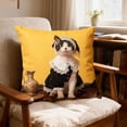 thumbnail image 1 of Funda de almohada corta de felpa de poliéster con diseño de gatos | Funda de cojín decorativa para sofá de 45 x 45 cm sin relleno | Decoración para el hogar con estampado de gatos multicolor, 1 of 6