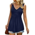 thumbnail image 2 of Women's Flowy Pleated Ruffle Sleeveless V Neck Tank Top Casual Summer Tunic Blouse Comfortable Shirt, 2 of 5