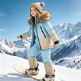 thumbnail image 2 of vdgthytj Little Boys Girls 2 Piece Snowsuits Winter Gradient Outfits Long Sleeve Full Zip down Jackets and Bib Snow Pants Toddlers Warm Outdoor Ski Sets(5-6Years,Light Blue), 2 of 7