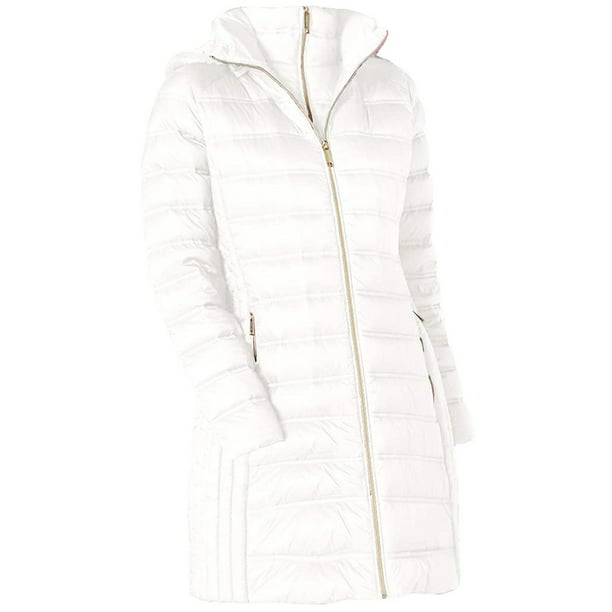 Michael Kors - Michael Women's White Down Hooded Packable 3/4 (XS) - - Walmart.com