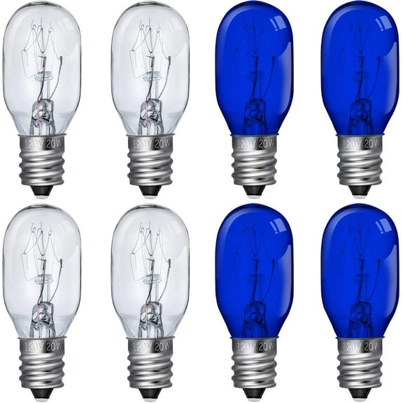 8 Pieces Lighted Make Up Mirror Bulbs 20W Replacement Bulbs for Double Sided Illuminated Mirror (Blue, Clear)
