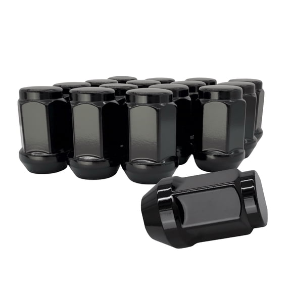 20 Chrome Black 14x2.0 Closed End Bulge Acorn Wheel Lug Nuts - 3/4, 19mm Hex - 1.38 Inch Tall - Fits Many Ford F-150, Expedition, Heritage