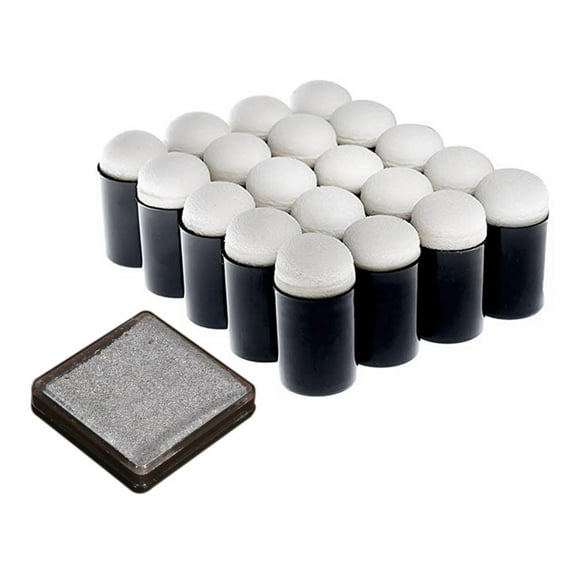 1 Pcs Ink Pad Stamp Pad Silver & 50 Pcs Finger Sponge Dauber Painting Ink Pad Stamping Brush Craft Case