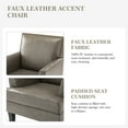 thumbnail image 5 of Modern Vegan Leather Accent Chair Upholstered Sofa Chair Arms & Wooden Legs Home Living Room Bedroom Grey, 5 of 7
