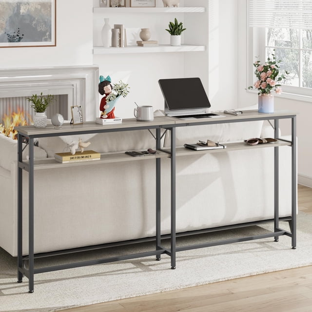 Yeshouse Mesa auxiliar estrecha de 15 cm con almacenamiento, mesa consola delgada para entrada, pasillo, vestíbulo o sala de estar