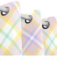 thumbnail image 2 of Coolnut Window Curtain Panels Easter Colors Tartan Plaid Grommet Top Room Darkening Thermal Insulated Blackout Window Treatment Drapes 2 Panels W55 x L84 In, 2 of 5