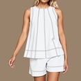 thumbnail image 2 of Two Piece Pajama Set for Women Shorts Summer Vacation Travel Cruise Airport Outfits Tank Top and Tennis Shorts Sets Sweatsuit, 2 of 7