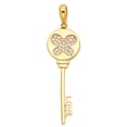 thumbnail image 2 of Wellingsale 14K Yellow Gold Polished Love Key to My Heart Charm Pendant with Micro Pave CZ Accent, 2 of 4
