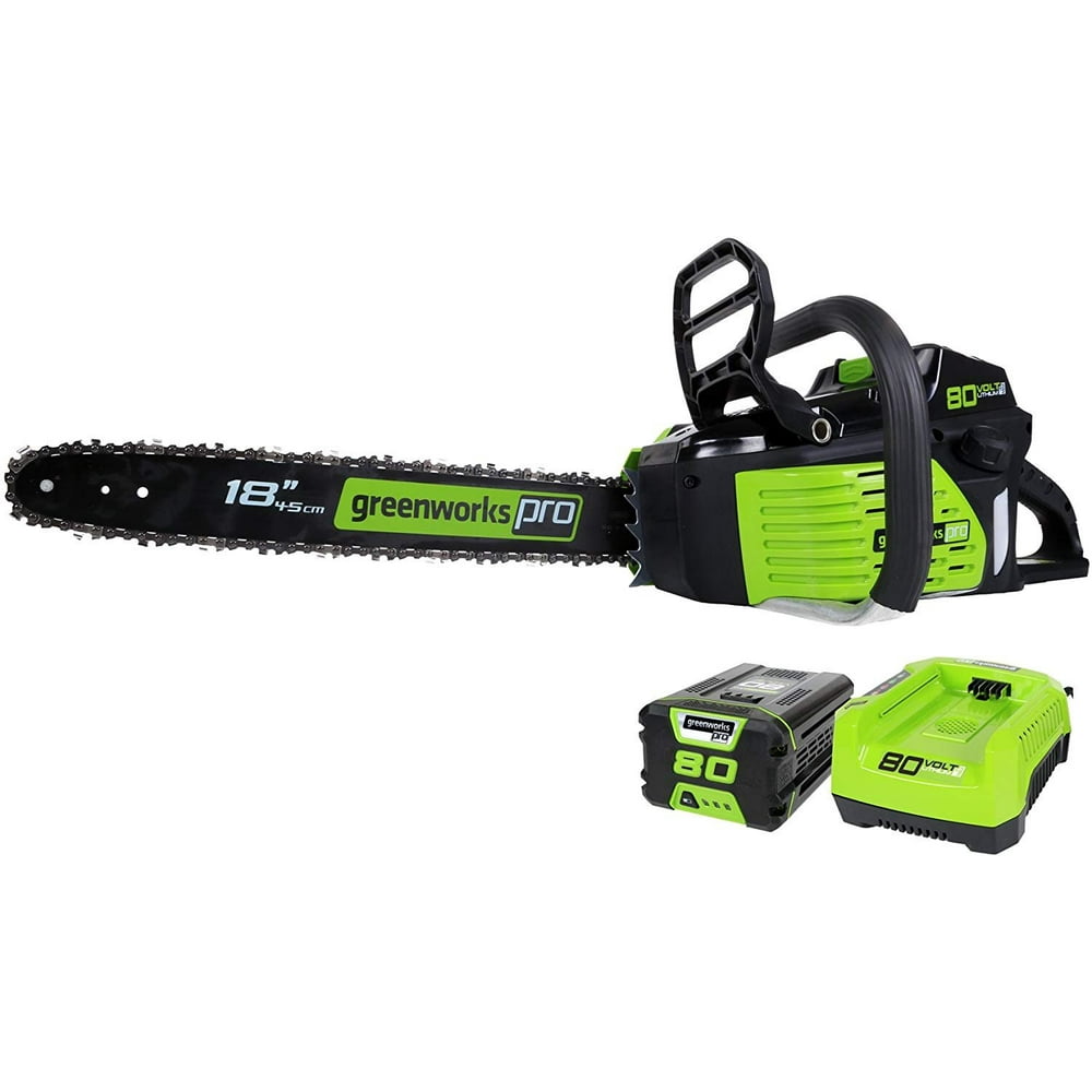 Greenworks PRO 18Inch 80V Cordless Chainsaw, 2.0 AH Battery Included