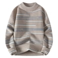 thumbnail image 1 of RKSRN Pull Homme Automne Hiver Chaud à Rayures Fines Col Rond Manches Longues Haut Doux Ample, 1 of 2