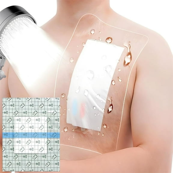 Scheam Waterproof Shower Cover   Non-Stick Center Pad,10 Pcs Peritoneal Dialysis Port Protector,Clear Adhesive Wounds Dressing Bandage,Surgery Incisions Patch 11.8"x9.8"