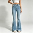 thumbnail image 5 of ClodeEU Women High Waist Flare Jeans,Slim Fit Stretchy Bell Bottom Denim Pants with Pockets ,Women's Plus M, 5 of 8