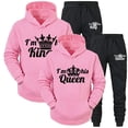 thumbnail image 2 of Chándal con estampado de QUEEN y KING para hombre y mujer, Sudadera con capucha para parejas, ropa deportiva para amantes, conjunto de 2 piezas, 2 of 5
