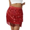 thumbnail image 3 of Gupgi Jupe à Franges à Sequins pour Femmes, Mini Jupe à Paillettes pour Danse Fête Rave, 3 of 9