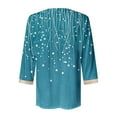 thumbnail image 5 of CYMMPU Blouses for Women Dressy Casual Lace V Neck Spring Tunic Tops Fall Fashion Shirts Floral Printed 3/4 Sleeve Loose Fit Business Elegant Work Topss Blue S, 5 of 5