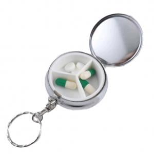 Fancyleo 1 Pcs Silver Round 3 Compartments Pill Box Organizer Capsule Vitamin Medicine Case