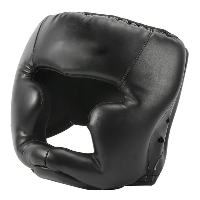 Casco de boxeo cerrado para adultos y niños, Sanda, Muay Thai, equipo de protección, color negro