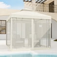 thumbnail image 2 of INTER HUT 8x8 Metal Patio Double Soft Roof Gazebo Outdoor Canopy Tent with Netting, Ceiling Hook, Shelves, 2 of 8