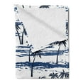 thumbnail image 2 of Palm Tree Soft Flannel Fleece Throw Blanket, Pattern Sea Summer Romantic Beach Island Silhouette Tropics, Cozy Plush for Indoor and Outdoor Use, 60" x 80", Navy Blue, by Ambesonne, 2 of 5