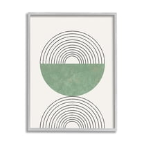 Stupell Industries Abstract Geometric Circular Study Curved Art Deco Abstract Painting Gray Framed Art Print Wall Art, 16 x 20