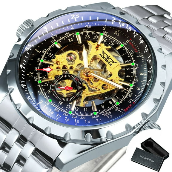 JARAGAR Sports Mechanical Watch for Men Luminous Hands Leather Steel Strap Business Mens Watches Top B Men's Automatic Chronograph Watch Business Watch Luxury Dress Watch Automatic Watch Chronograph