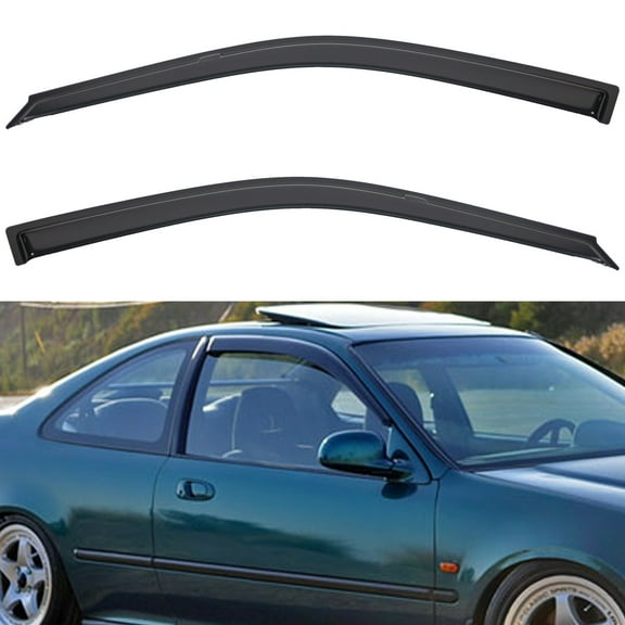 2Pcs Front Door Smoke Vent Window Visor, Side Window Deflector With Outside Mount Tape-On Type, Compatible With For 1992-1995 Civic 2-Door Coupe & 3-Door Hatchback Only