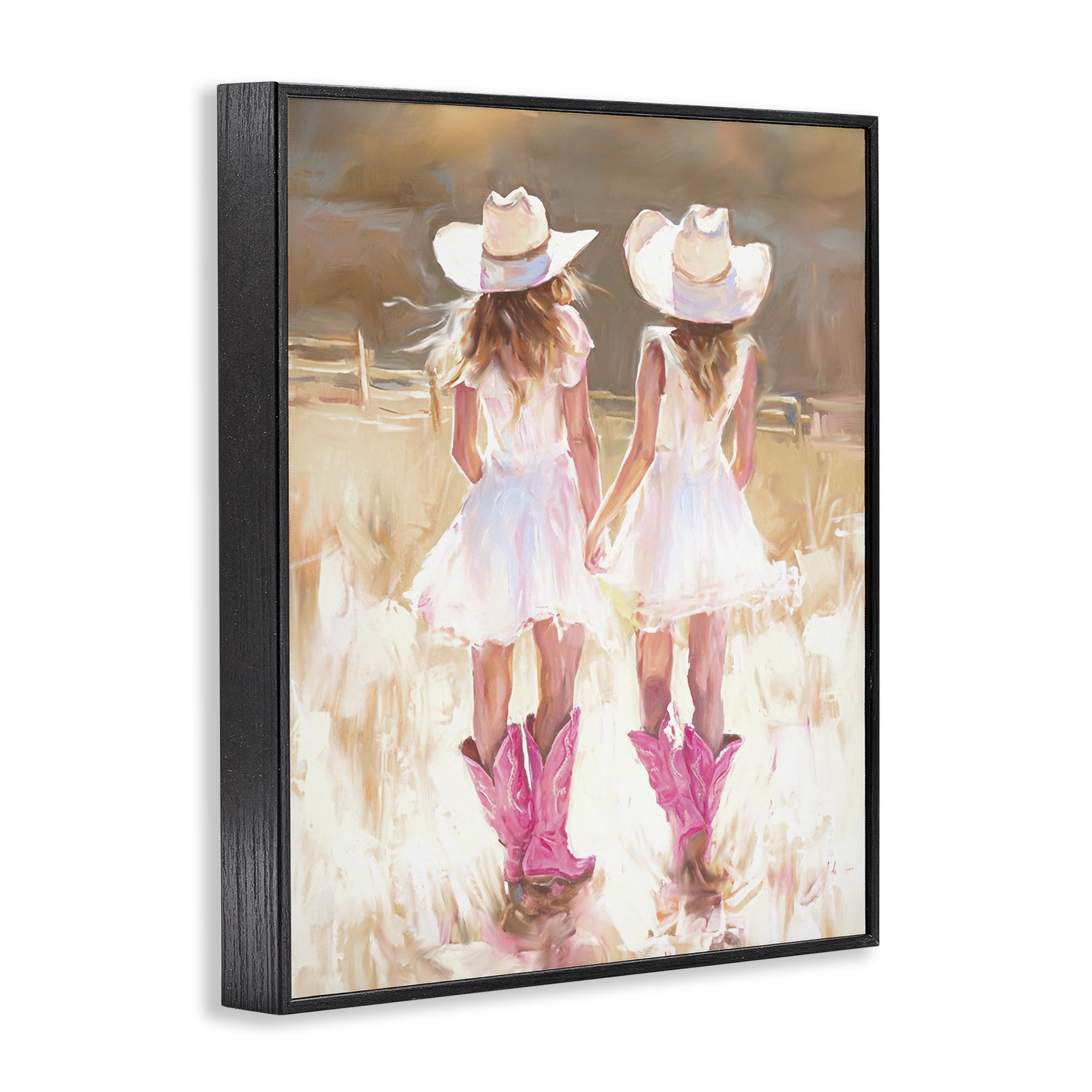 Stupell Industries Sunlit Cowgirl Sisters Novelty Painting Black Framed Art Print Wall Art, 24 x 30