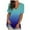 Blue, variant on Aofany Womens Plus Size Tops Womens Plus Size Gradient Color V-Neck Short Sleeve T-shirt Tops Blouse