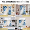 thumbnail image 6 of Blue Flower Spring Kitchen Curtains 63 Inch Length, Rose Leaves Garden Pastoral Retro Grommet Top Bedroom Living Room Curtains, Light Filtering Cafe Curtain Drapes 2 Panels Set 84''x63'', 6 of 9