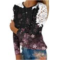 thumbnail image 2 of ICHUANYI Clearance Women Casual Round-Neck Lace Hollow Out Long Sleeve Pullover Slimming Blouse T-shirt Tops(Black, XXL) ICHUANYI WER2023081503964, 2 of 5