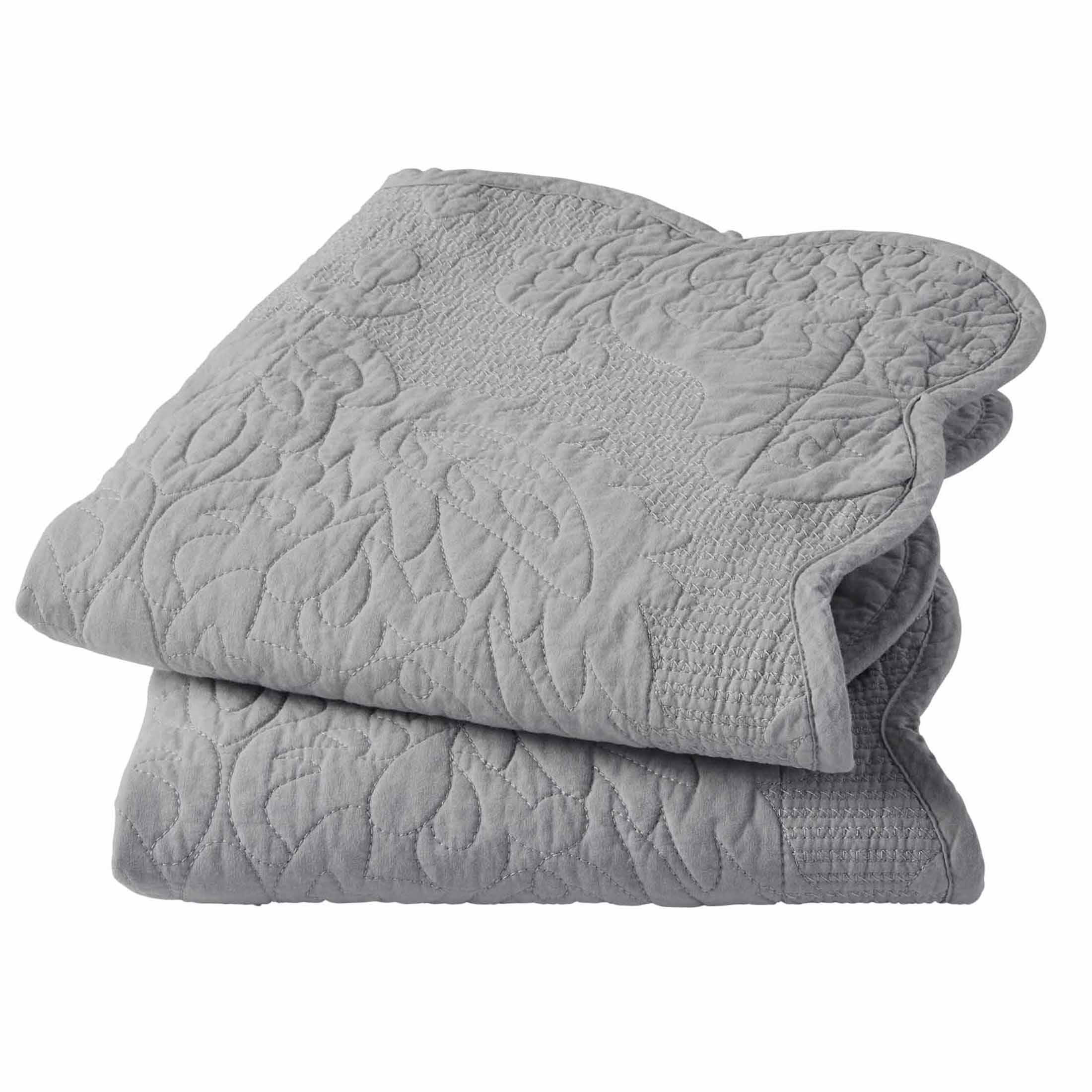 Better Homes & Gardens Paisley Medallion Cotton Quilted Pillow Shams, King, Silver, 2 Pack