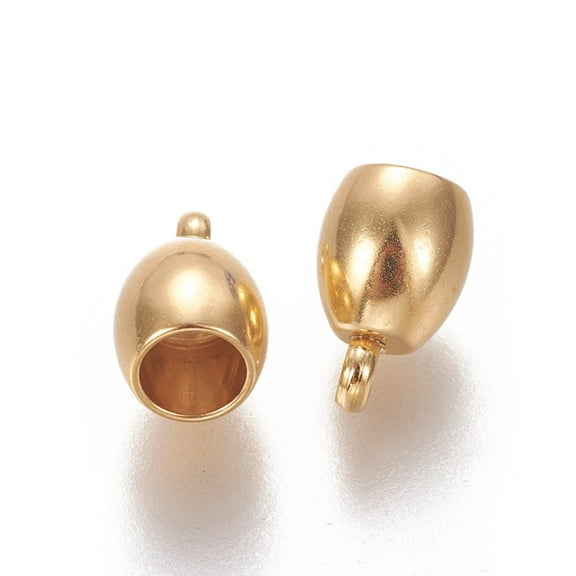 50 pc 201 Stainless Steel Cord Ends End Caps Barrel Golden 9x6mm Hole: 1.8mm Inner Diameter: 4mm