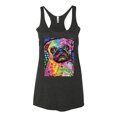 thumbnail image 3 of Funny Neon Pug | Dean Russo Art Animal Lover Tri-Blend Racerback Tank Top, Vintage Black, X-Large, 3 of 6