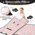 thumbnail image 3 of White Cat and Flower Pink Pattern Teens Toddler Nap Mat with Pillow, Sleeping Mat Bag for Preschool Daycare 59"x22", 3 of 6
