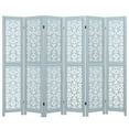 thumbnail image 1 of Gymax 6-Panel Wooden Room Divider w/ Carved Cutout Pattern & Solid Wood Frame, 1 of 10
