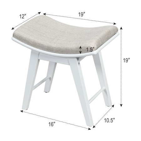 Gymax Makeup Vanity Stool White Concave Dressing Bench Rubberwood Leg Walmart Canada