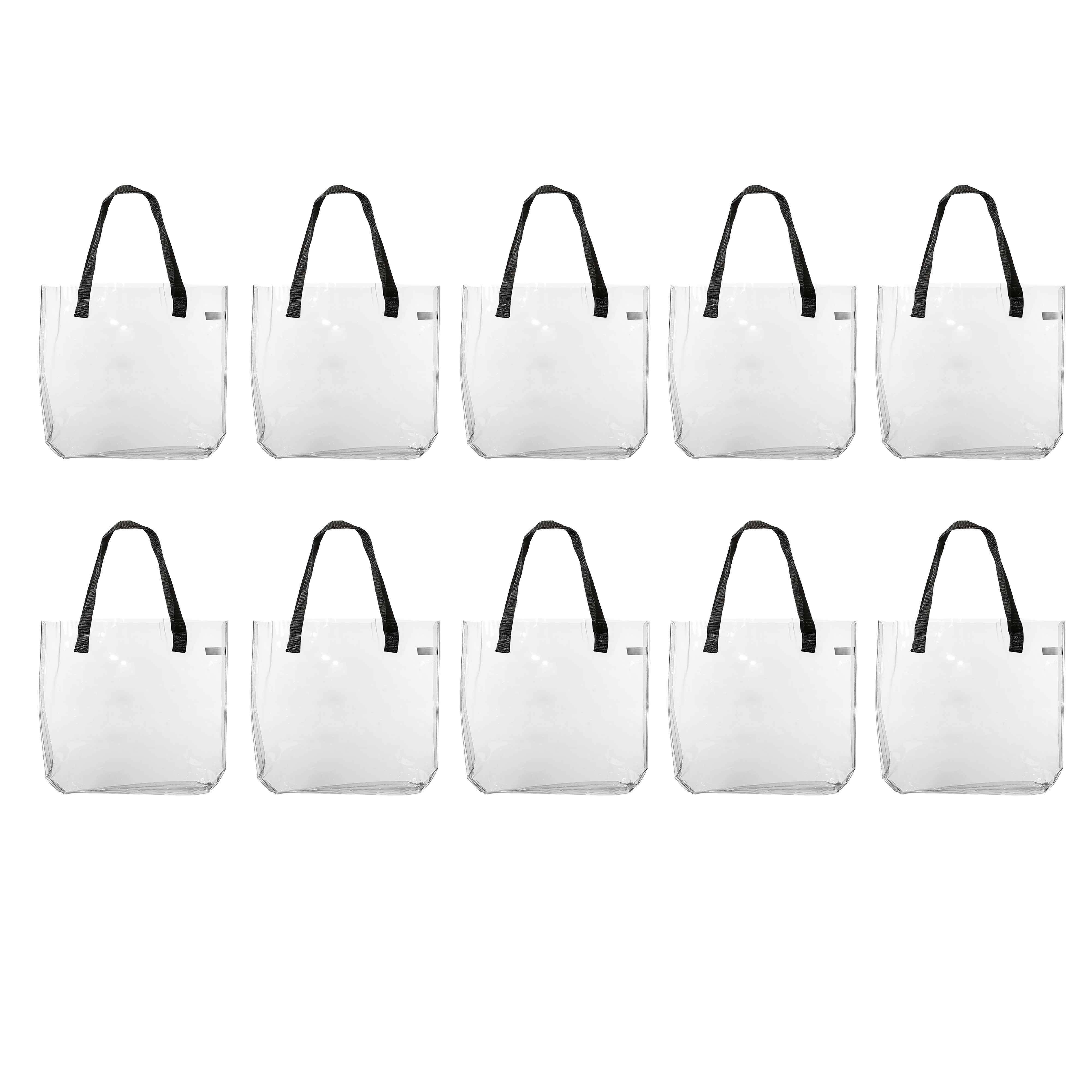 Savanna Clear Plastic Tote Bags Set of 10, Bulk Pack Perfect for Employees, Students, And For