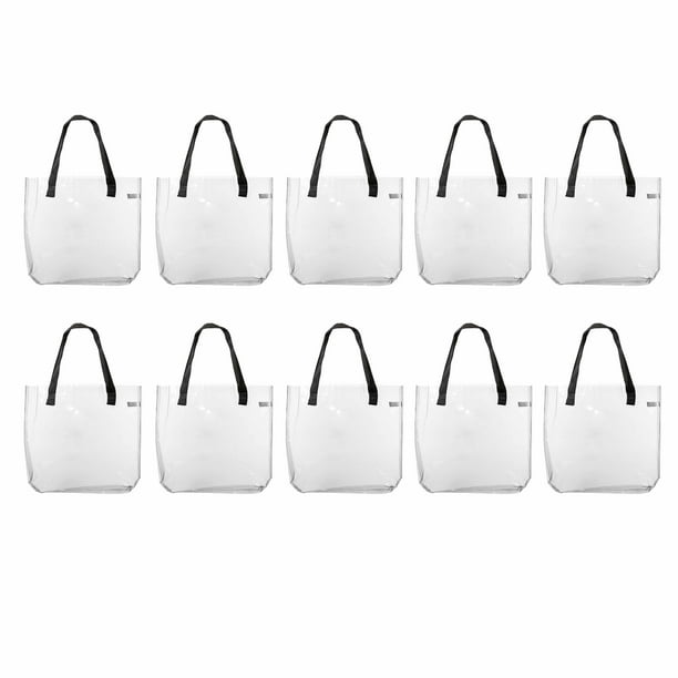 Savanna Clear Plastic Tote Bags Set of 10, Bulk Pack Perfect for