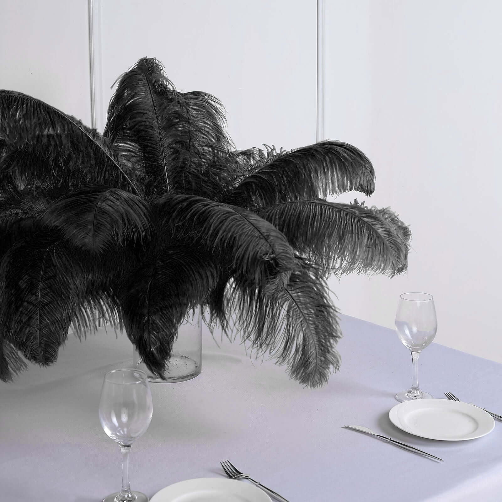 Efavormart 12 RARE 24"-26" Ostrich Plume Feathers For Wedding Birthday Party Dance Banquet Event Decoration - Black